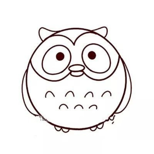 Draw a simple owl in seven steps