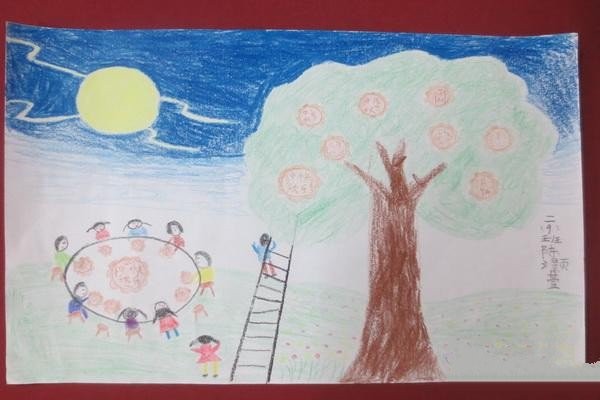 Childrens paintings celebrating the Mid-Autumn Festival - Mid-Autumn Festival under the Moon