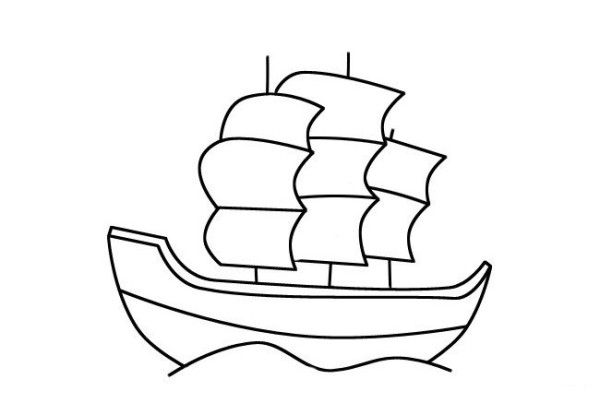 Simple drawing pictures of sailing boats on the sea