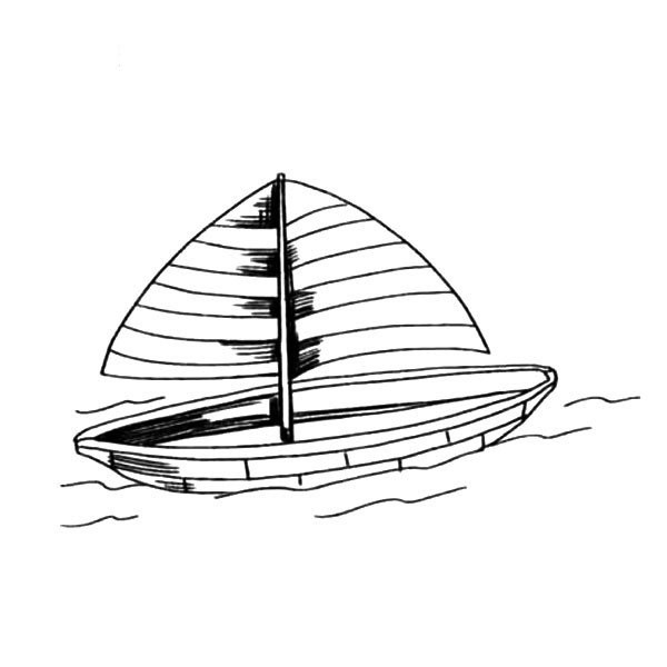 A set of beautiful simple drawing pictures of sailing boats