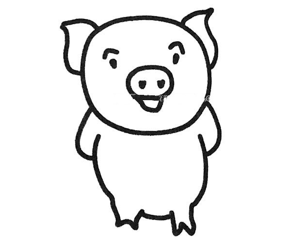 Six cute simple drawing pictures of pigs