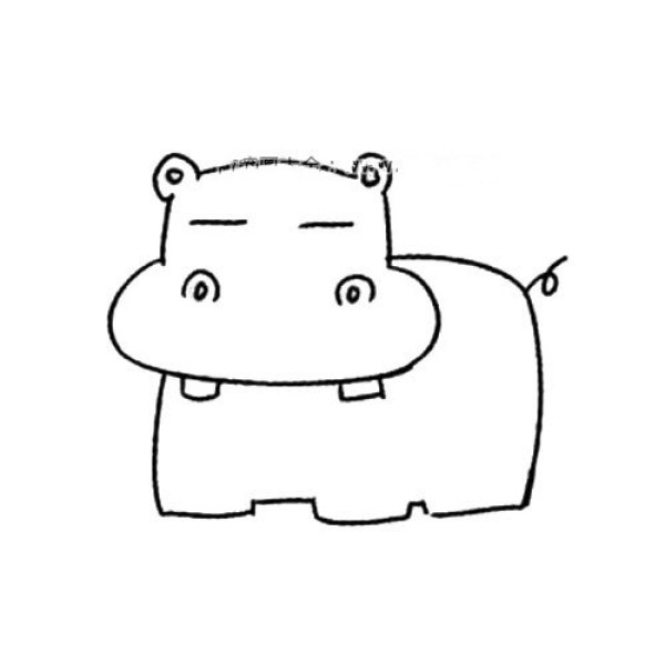 Cartoon hippopotamus simple strokes