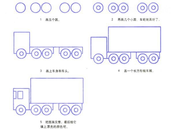 Step-by-step tutorial on how to draw a cartoon truck