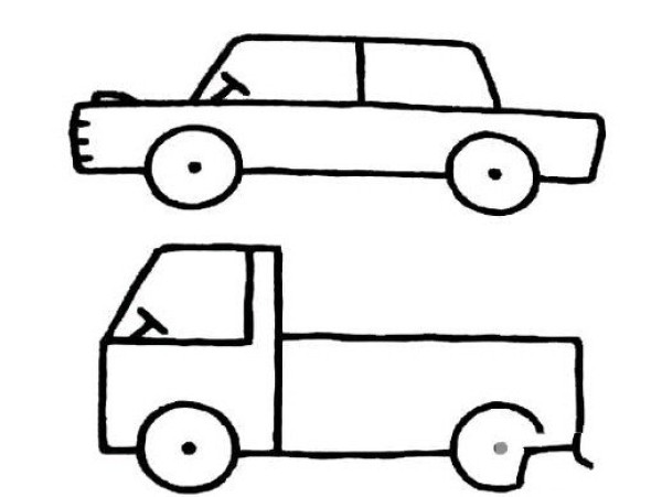 Simple drawing pictures of cars and trucks