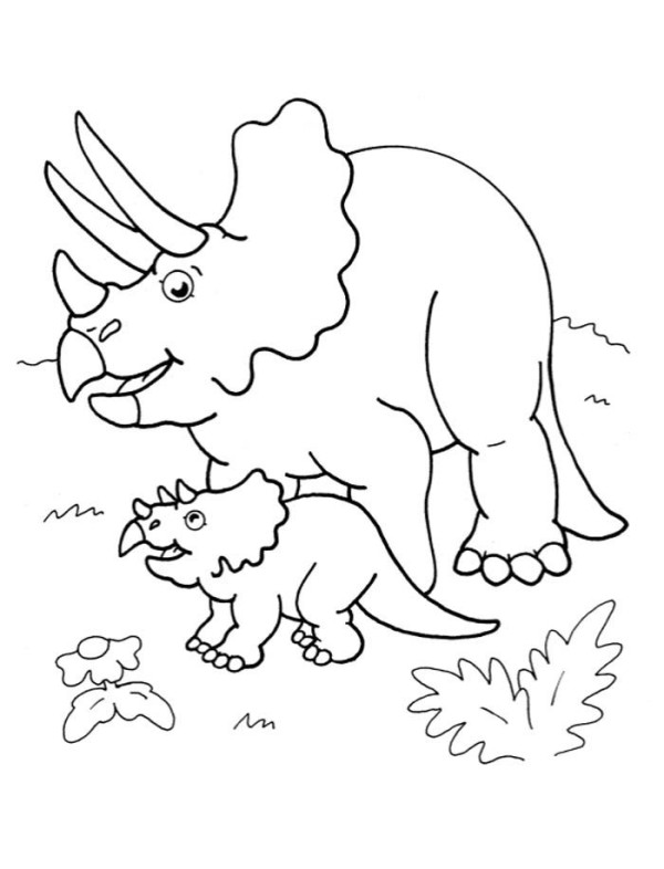 Triceratops mother and her baby