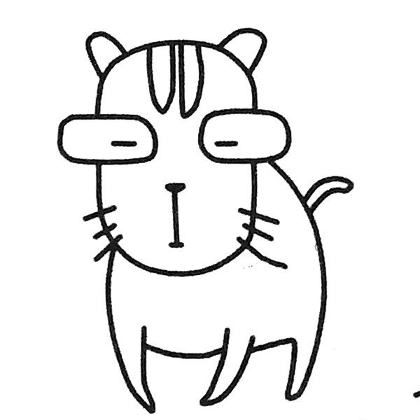 Sad cat simple drawing picture