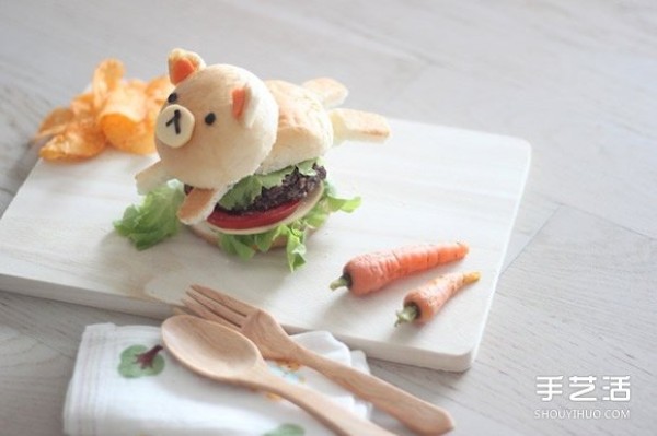 How can I be willing to eat you when you make a super cute lazy bear burger~