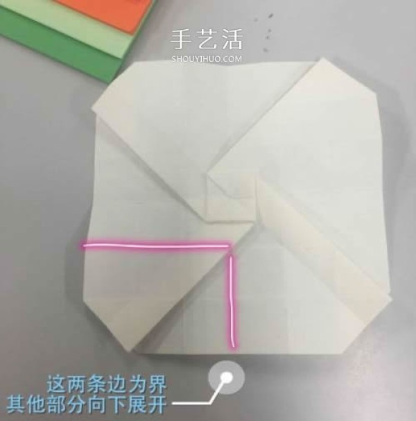 Illustrations of how to fold Huaxins improved version of Kawasaki roses are suitable for beginners