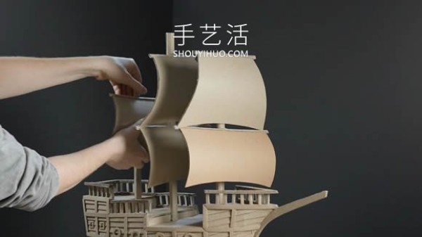 Super realistic pirate ship model making video using only cardboard! 