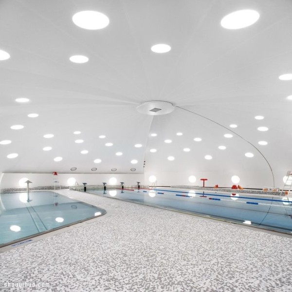 Mushroom-like dome public swimming pool in Lingolsheim, France