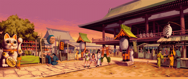 Gorgeous dynamic background for eight-bit games