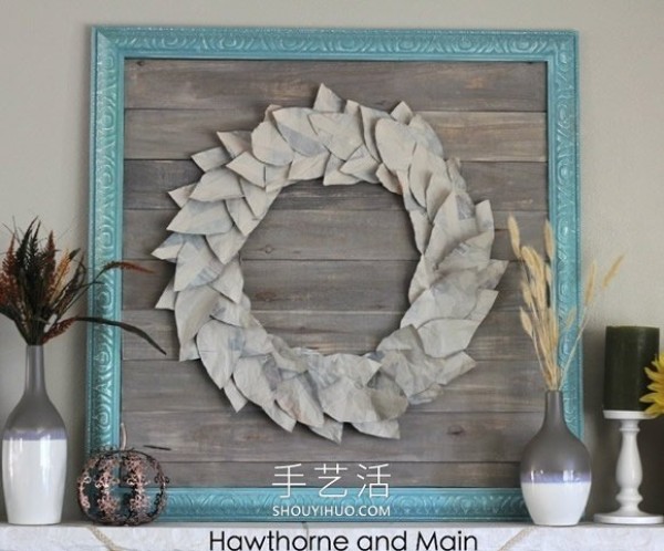 Tutorial on how to make hand-made autumn wreath decorations from waste newspapers