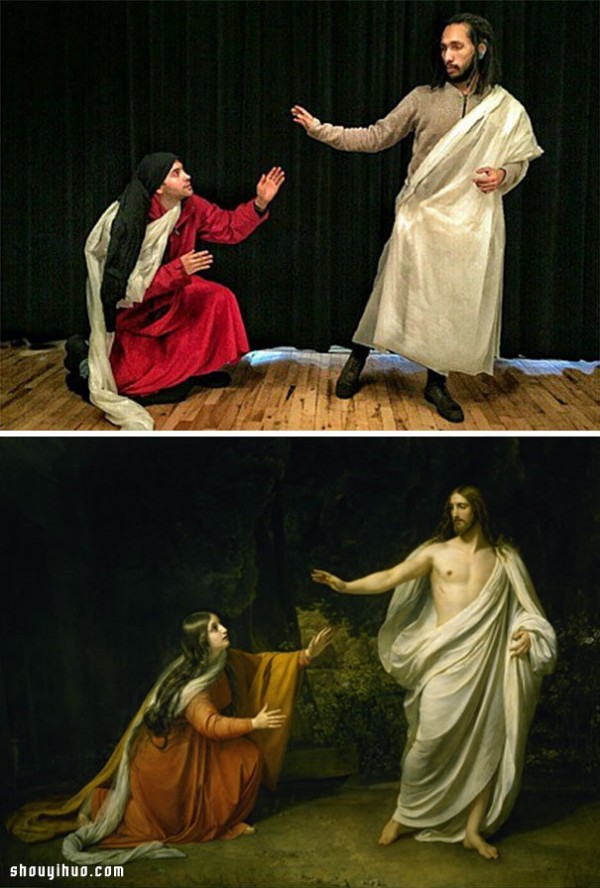 I am bored at work and use office objects to reinterpret classical paintings