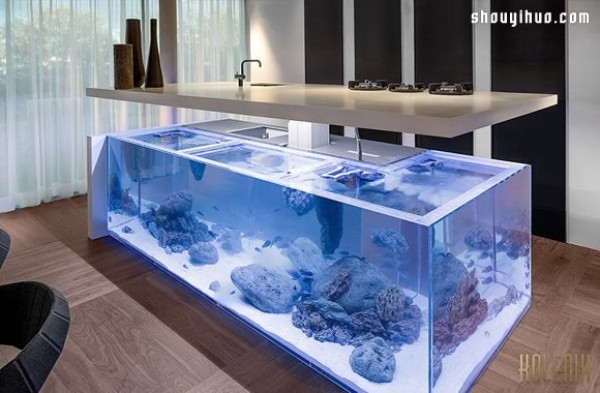 Amazing aquarium kitchen to enjoy the dreamy underwater scenery! 