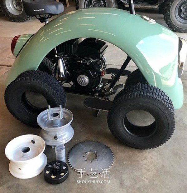 DIY Volkswagen Beetle transformed into a mini motorcycle