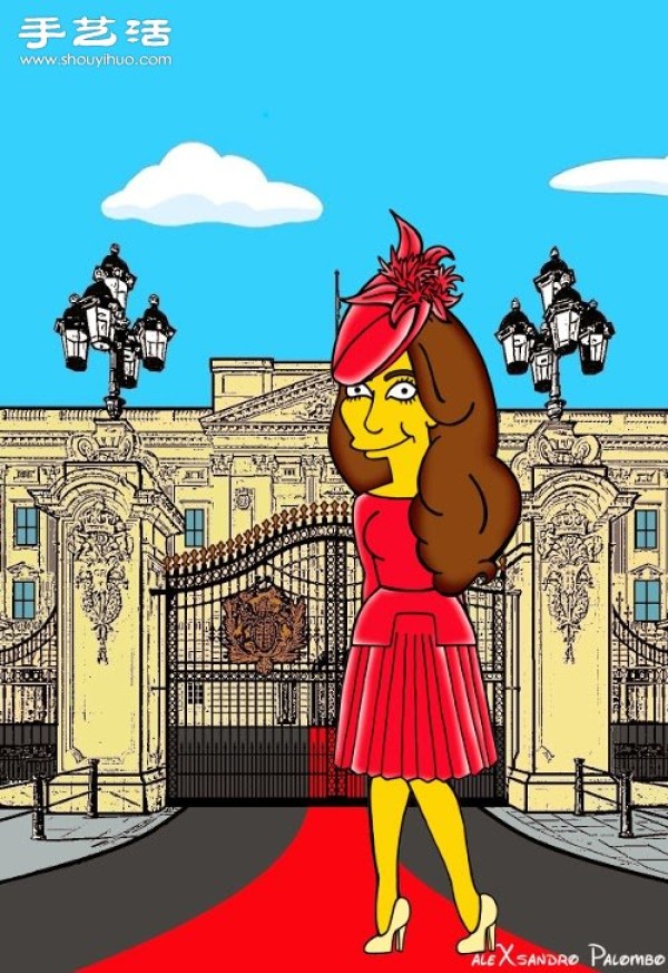 Simpsons spoof illustration: Yellow-skinned Princess Kate is equally fashionable