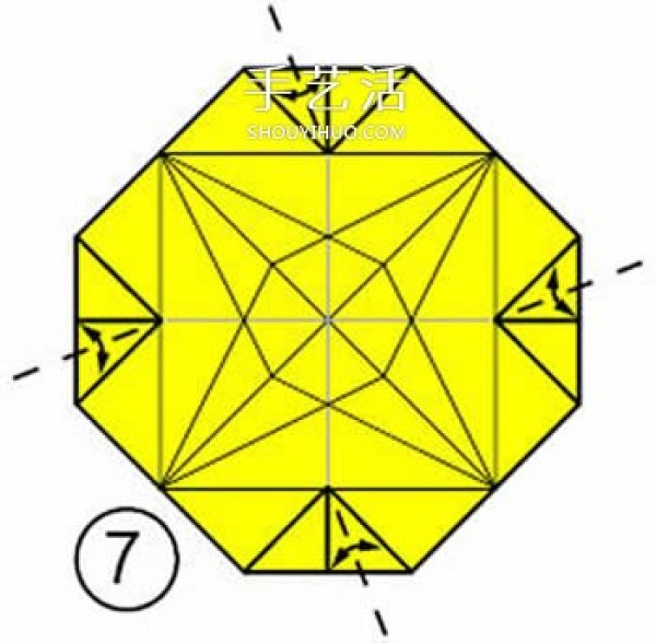 How to fold a hand-folded four-corner storage box and a beautiful rubbish box folding illustration