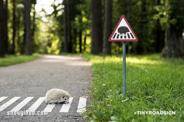 Lithuanias warm mini road sign for animal residents