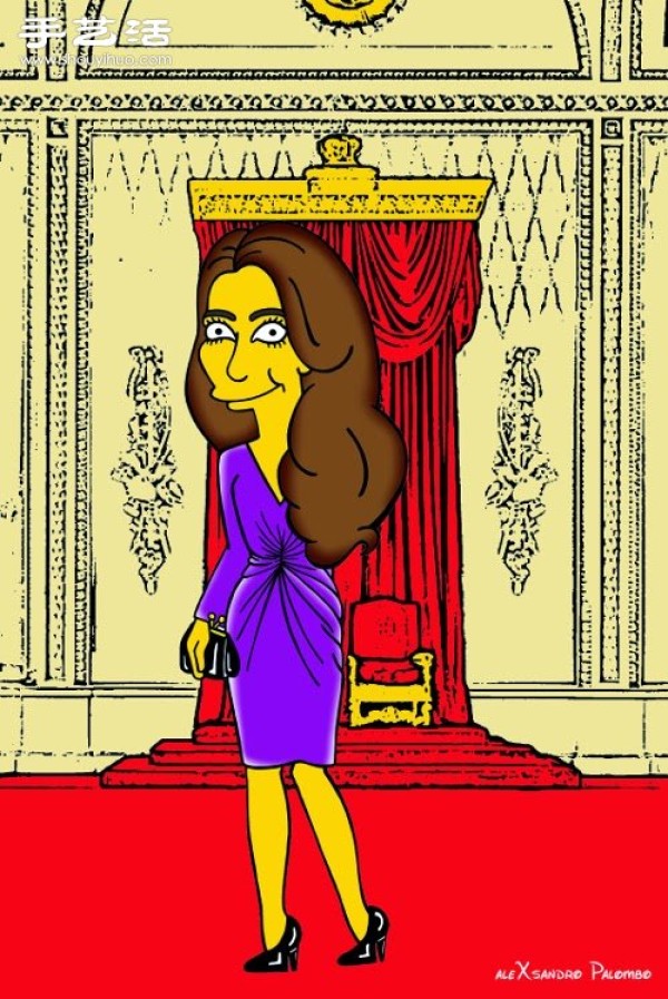 Simpsons spoof illustration: Yellow-skinned Princess Kate is equally fashionable