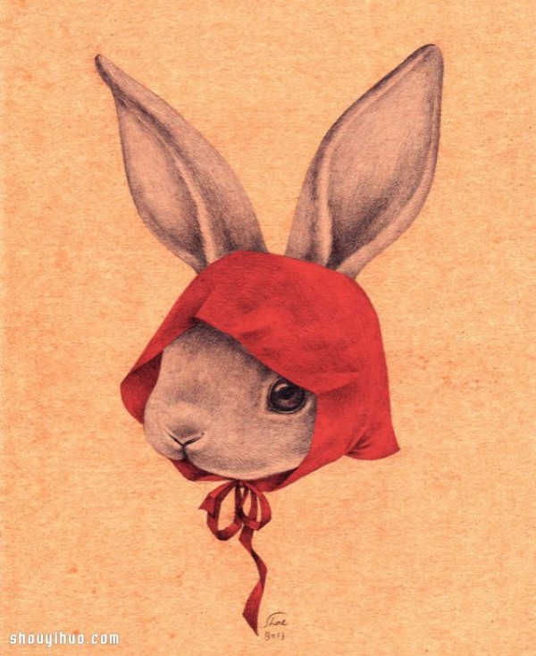 When a Rabbit Meets a Healing Hand Drawing by the Famous Painting and Illustrator Shae