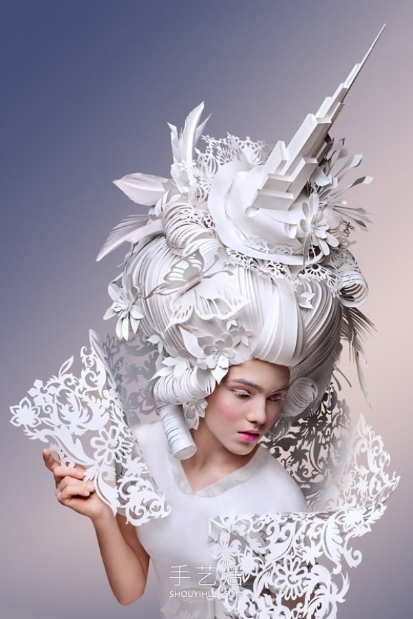 Exquisite handmade baroque style wig made entirely from paper