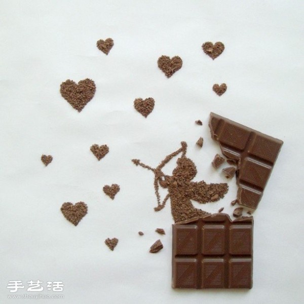 Use chocolate creative DIY to draw love-themed patterns