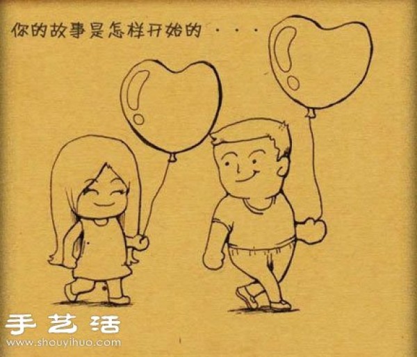 A love story told by simple hand-made drawings