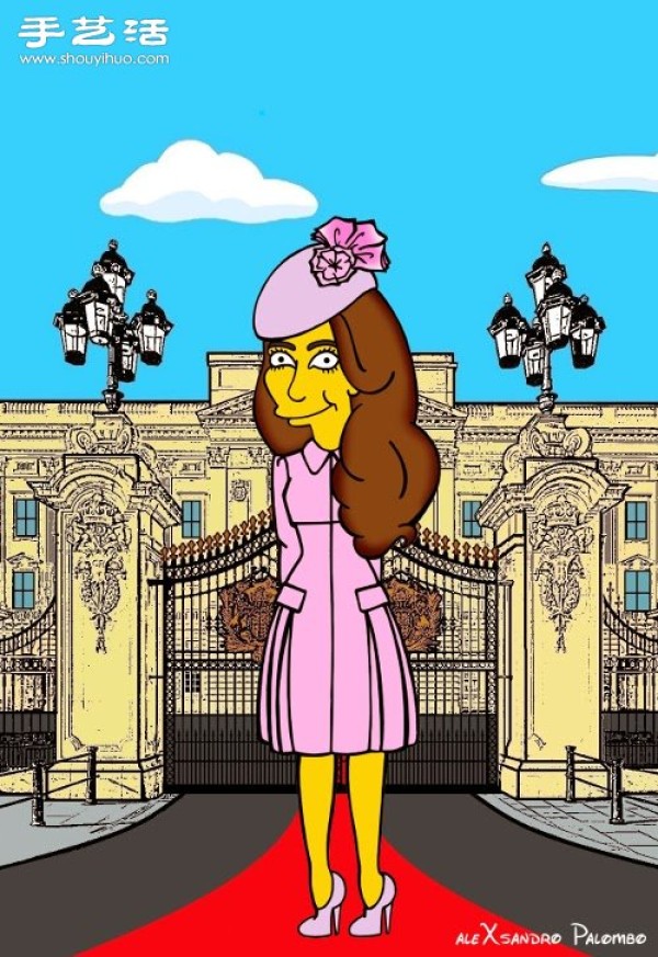 Simpsons spoof illustration: Yellow-skinned Princess Kate is equally fashionable