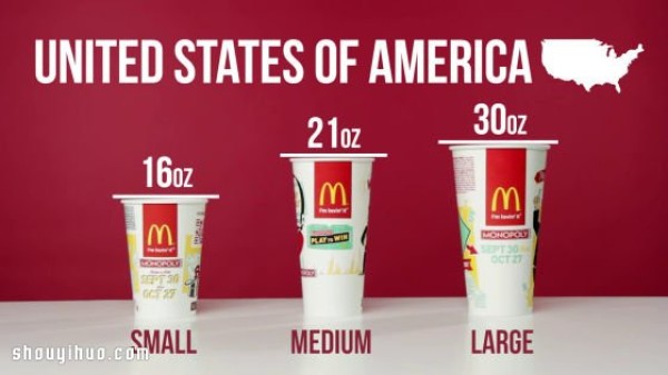 Why is there such a difference! McDonalds drink cup competition around the world