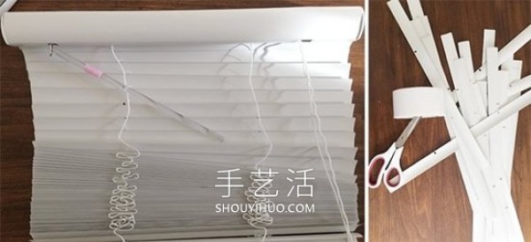 Use old blinds waste to make DIY bedside mirror decoration