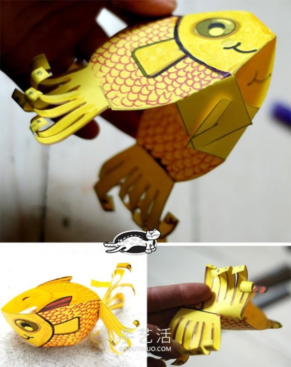 Tutorial for young children to make handmade cardboard goldfish