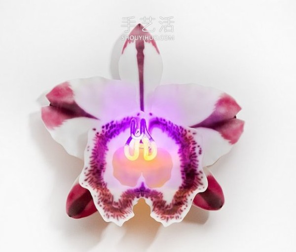 Glowing orchid sculpture artwork made of glass