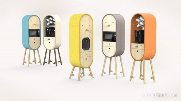 LO-LO capsule-shaped micro kitchen design