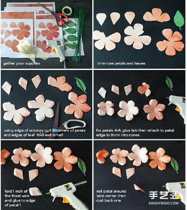 How to make a rose bouquet, paper-cut rose bouquet illustration