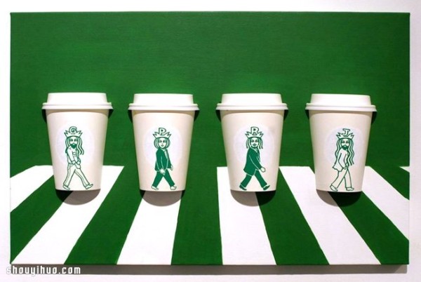 Creative paper cup paintings by Korean painter SOO MIN KIM