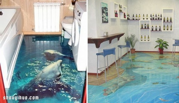 The super cool 3D floor directly brings the beautiful scenery to your home