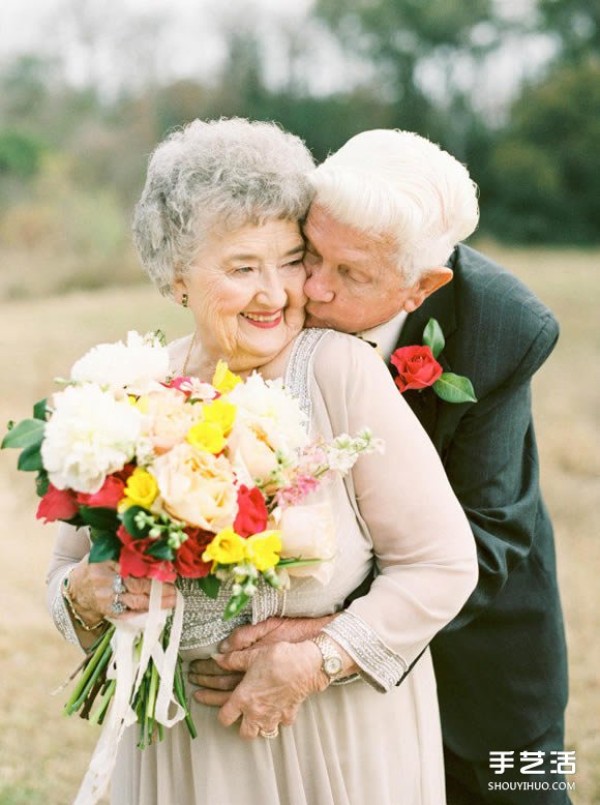 The most romantic thing: A sweet couple who has been married for 65 years retakes their wedding photos