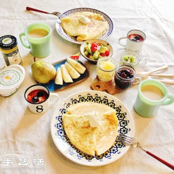 A Japanese housewife shares a hearty breakfast in daily life