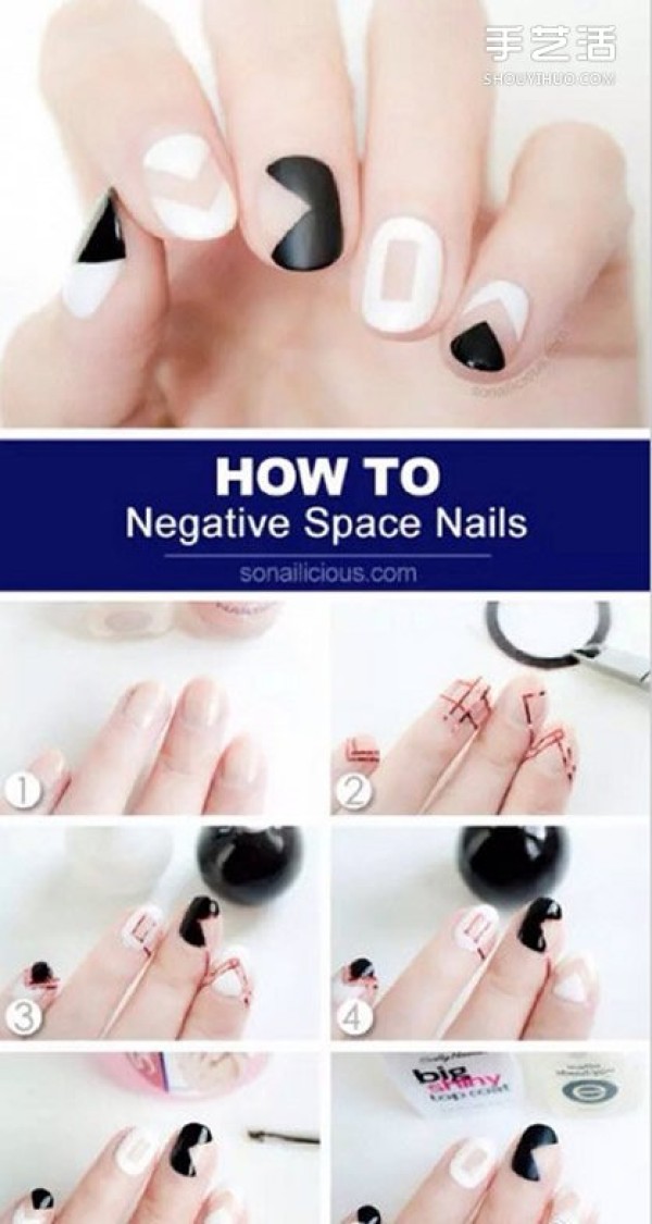 Nine simple manicure tutorials with step-by-step pictures including various styles~