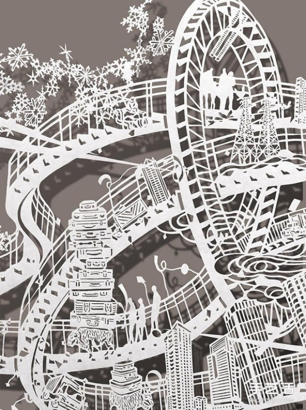 Paper Sculpture Art: Draw a roller-coaster-like gorgeous picture on rice paper