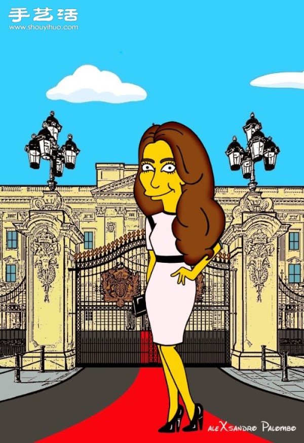 Simpsons spoof illustration: Yellow-skinned Princess Kate is equally fashionable