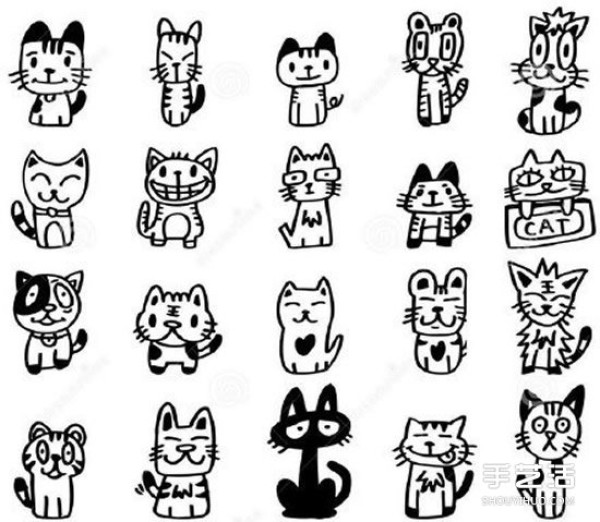 Cute animal simple drawing handbook material pictures, all available in black, white and color! 