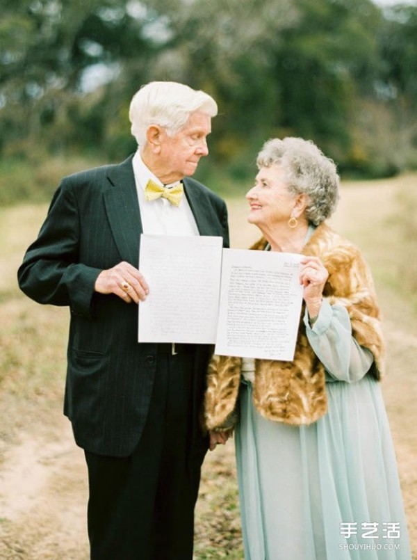 The most romantic thing: A sweet couple who has been married for 65 years retakes their wedding photos