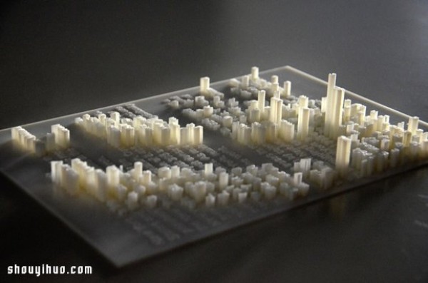 Use 3D printing technology to arrange fonts into simulated urban landscapes