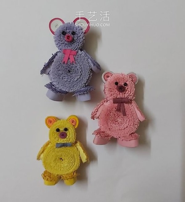 Detailed step-by-step illustration of how to make a paper bear by hand