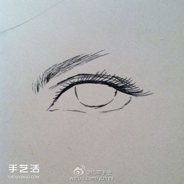 The basic drawing steps of a dashing male eye sketch