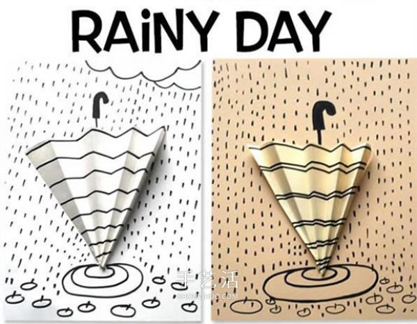 How to make a simple three-dimensional rainy day card by hand making a small umbrella card