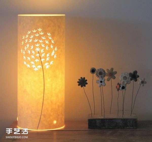 Beautiful handmade paper lamp, DIY flower and bird pattern carved paper lamp