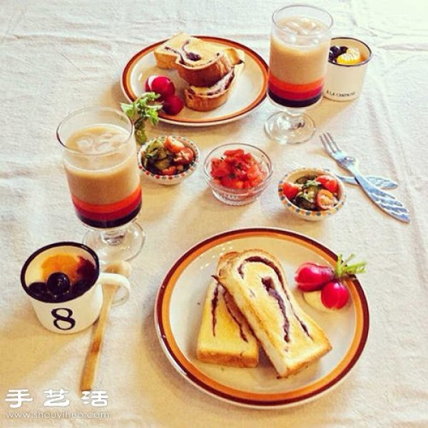 A Japanese housewife shares a hearty breakfast in daily life