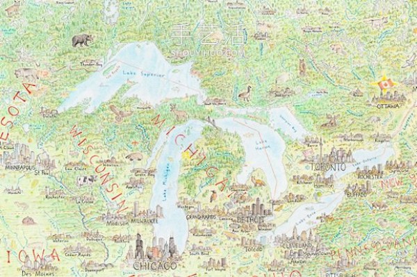 5 years! Anton Thomas draws giant colored pencil map